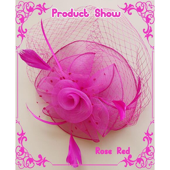 3336 Derby Hat For Women 20s 50s Vintage Fascinator With Headband And Clip main image 7